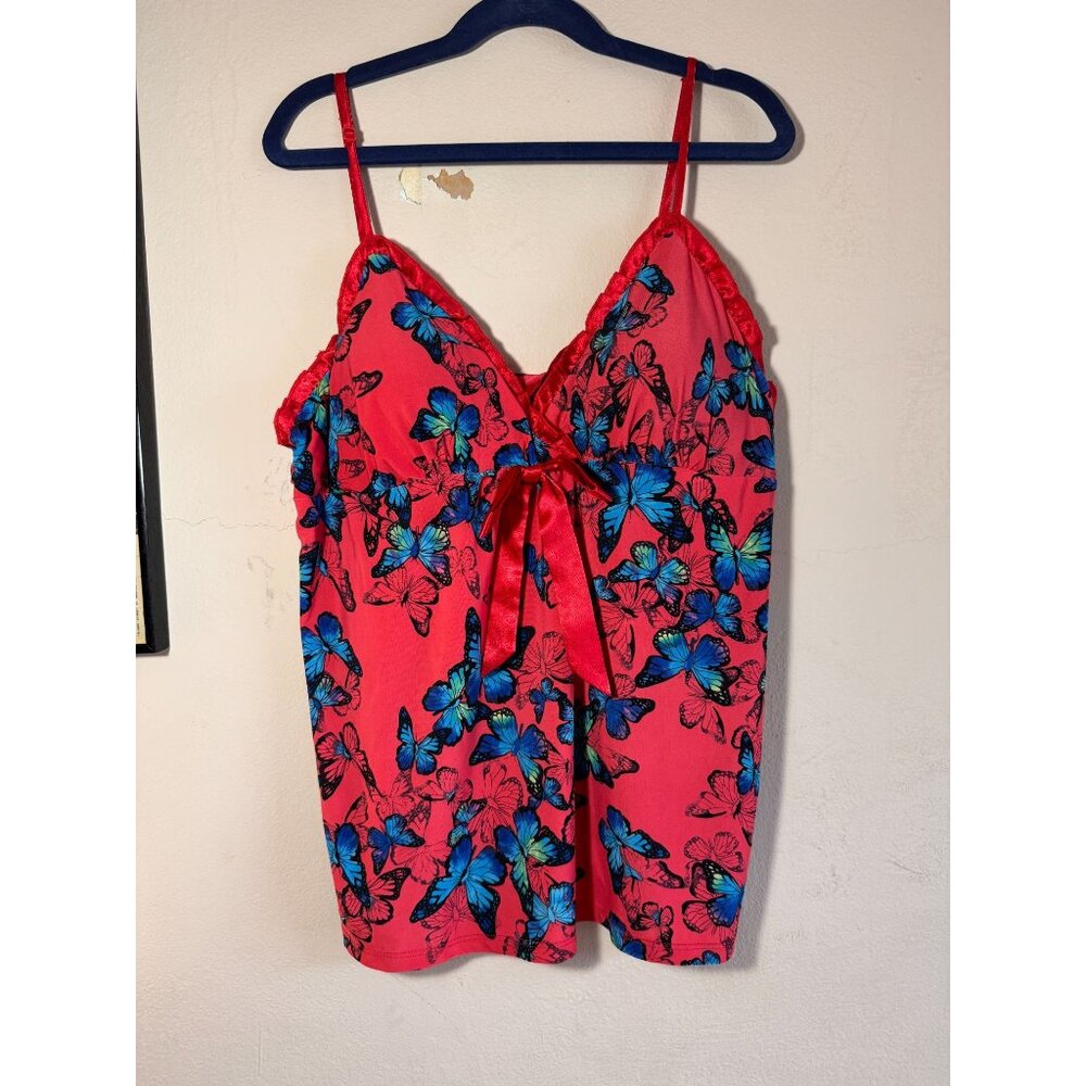 Y2K Jenni by Jennifer Moore Pink & Blue Butterfly Camisole with Padding Size Med
